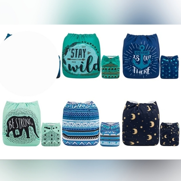 BRAND NEW- ALVABABY Color Snaps adjustable baby cloth diapers 5pc, 10pc inserts - Picture 8 of 8